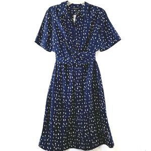 Lane Bryant Navy and White Printed Midi Dress
